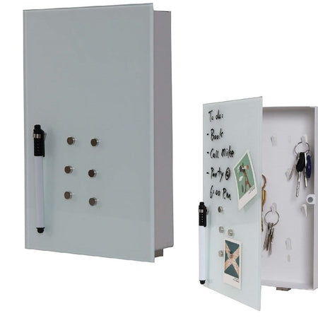 Cassetta Portachiavi con Lavagna Magnetica in Vetro e Magneti da Parete Salvaspazio