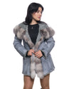 Sofia - Giacca Donna Azzurra in vera pelliccia