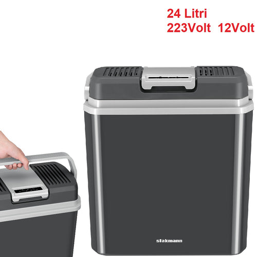 Frigorifero Elettrico Portatile 24LT Caldo Freddo 12v 230v Auto Camper Casa Grigio
