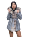 Sofia - Giacca Donna Azzurra in vera pelliccia