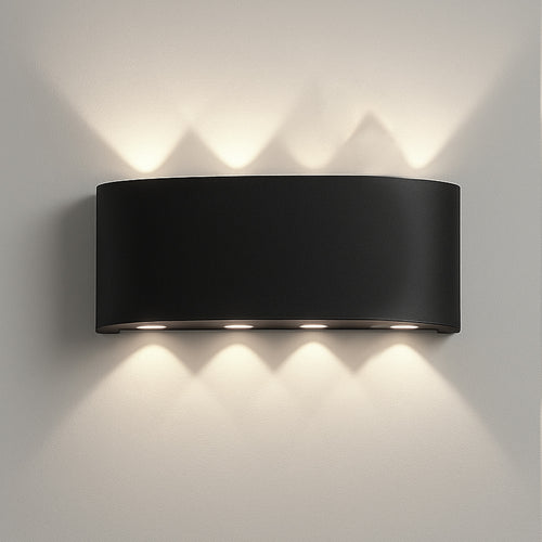 Applique da Muro LED 8 Luci Bianco Freddo Esterno Interno Alluminio 22x8x4 cm Nero