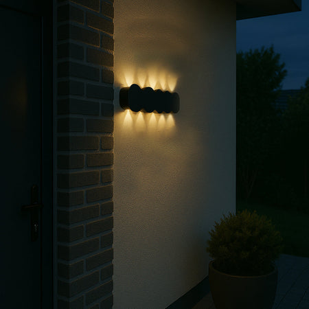 Applique da Muro LED 10Luci Bianco Caldo Esterno Interno Alluminio 26x8x3 cm Nero