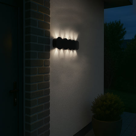 Applique da Muro LED 10Luci Bianco Freddo Esterno Interno Alluminio 26x8x3 cm Nero