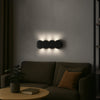 Applique da Muro LED 8 Luci Bianco Freddo Esterno Interno Alluminio 21x8x3 cm Nero