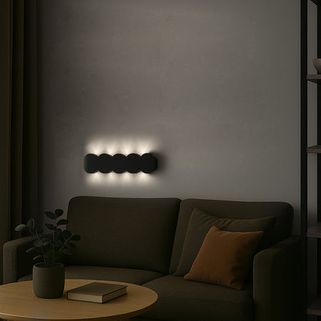 Applique da Muro LED 10Luci Bianco Freddo Esterno Interno Alluminio 26x8x3 cm Nero