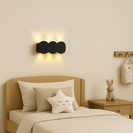 Applique da Muro LED 6 Luci Bianco Caldo Esterno Interno Alluminio 15x8x3 cm Nero