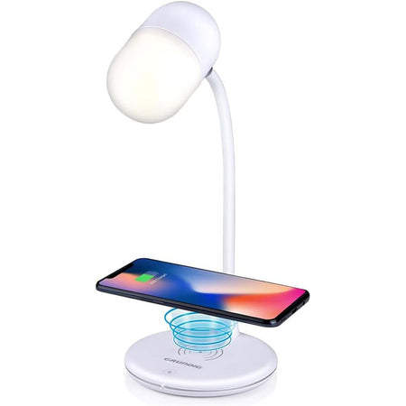 Grundig Lampada da Scrivania LED 3 in 1 Altoparlante Bluetooth Ricarica Wireless