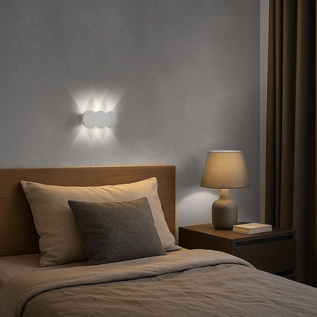 Applique da Muro LED 6 Luci Bianco Freddo Esterno Interno Alluminio 15x8x3 cm Bianco