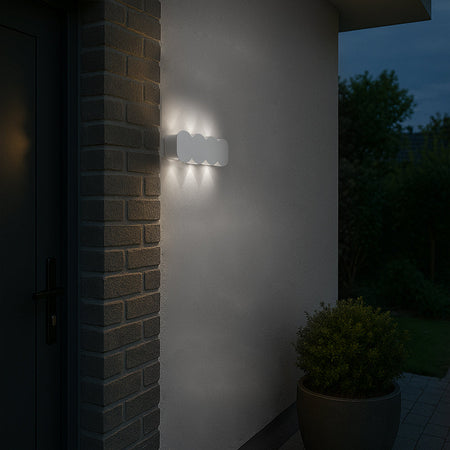 Applique da Muro LED 8 Luci Bianco Freddo Esterno Interno Alluminio 21x8x3 cm Bianco