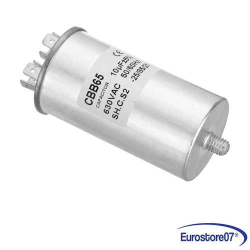 CONDENSATORE METALLICO 10 µF LAVATRICE / ASCIUGATRICE FISSAGGIO A BULLONE