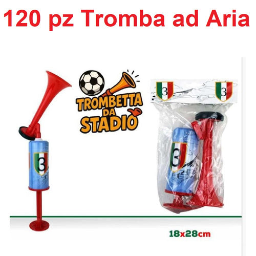Tromba Stadio 120pz Clacson ad Aria Portatile 28x18cm Trombetta Portatile
