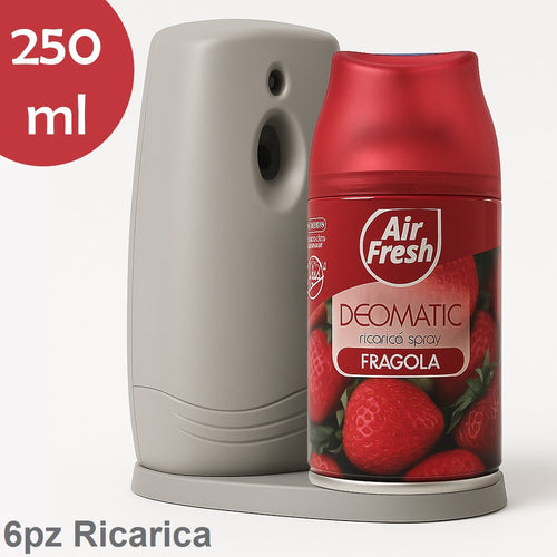 Air Fresh Deomatic Ricariche Profumatore Ambiente 6x250ml Spray Fragola Antiodore