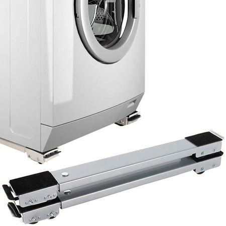 Kit 2 Barre per Base Lavatrice con Ruote, Freno, Regolabili 45 a 70 cm Acciaio Smaltato