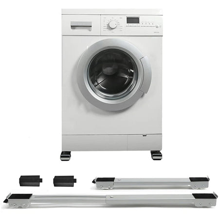 Kit 2 Barre per Base Lavatrice con Ruote, Freno, Regolabili 45 a 70 cm Acciaio Smaltato