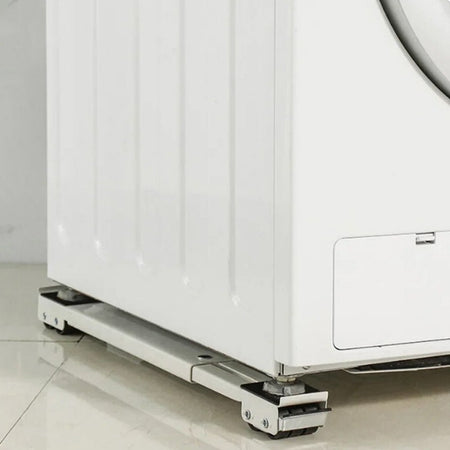 Kit 2 Barre per Base Lavatrice con Ruote, Freno, Regolabili 45 a 70 cm Acciaio Smaltato