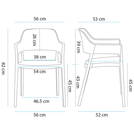 Set 4 Sedie Ergonomiche in Polipropilene Nero con Schienale e Seduta Forati