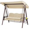 Dondolo Giardino 3Posti con Parasole Cuscini Vassoi Pieghevoli Struttura Robusta
