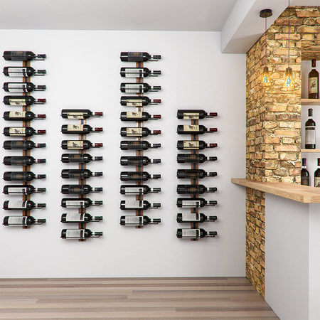 Set 4 Portabottiglie da Muro in Ferro e Legno Stile Industriale per vino da 750 ml