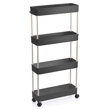 Carrellino Cucina Bagno Slim Salvaspazio 40x13.5 H 85cm Carrello Porta Tutto Nero