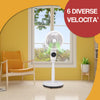 Ventilatore a Piantana Bianco 50W Telecomando 6 Velocità Timer Base Stabile