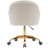 Sedia Poltrona Girevole Casa Ufficio in Velluto Crema e Metallo Oro 5 ruote Elegante