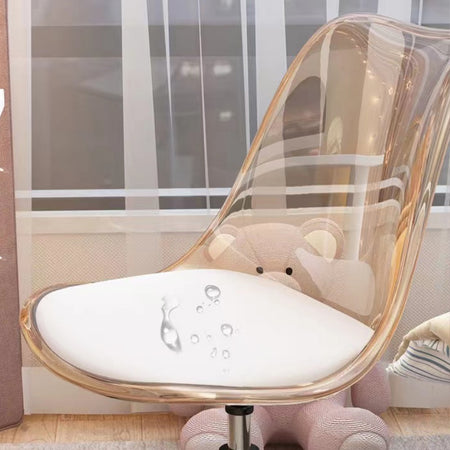 Sedia Scrivania Ufficio 5 ruote e Schienale Trasparente Poltroncina Moderna Beige