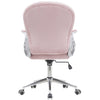 Sedia da Ufficio Elegante in Velluto Rosa Poltrona Imbottita da Scrivania con 5Ruote