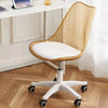 Sedia Scrivania Ufficio 5 ruote e Schienale Trasparente Poltroncina Moderna Beige