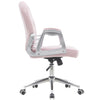 Sedia da Ufficio Elegante in Velluto Rosa Poltrona Imbottita da Scrivania con 5Ruote