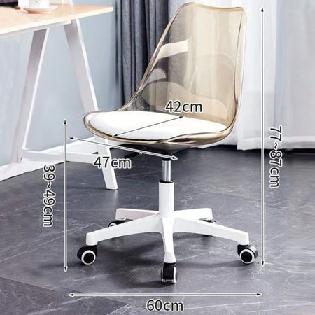 Sedia Scrivania Ufficio 5 ruote e Schienale Trasparente Poltroncina Moderna Beige