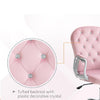 Sedia da Ufficio Elegante in Velluto Rosa Poltrona Imbottita da Scrivania con 5Ruote