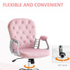 Sedia da Ufficio Elegante in Velluto Rosa Poltrona Imbottita da Scrivania con 5Ruote