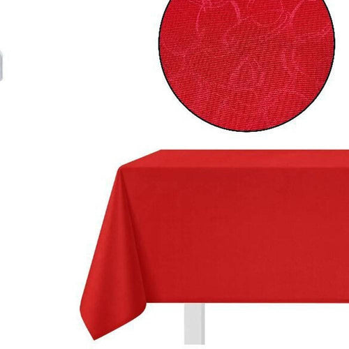 Tovaglia Natalizia Tessuto Rosso Tinta Unita Natale Capodanno 12 Posti 140x240cm