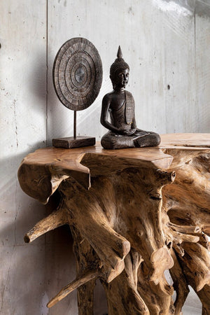 Consolle "Solidad" struttura in radici di teak originali per decorazioni ambienti