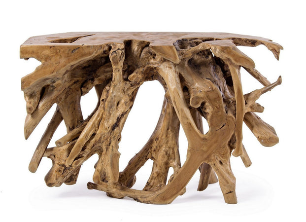 Consolle "Solidad" struttura in radici di teak originali per decorazioni ambienti