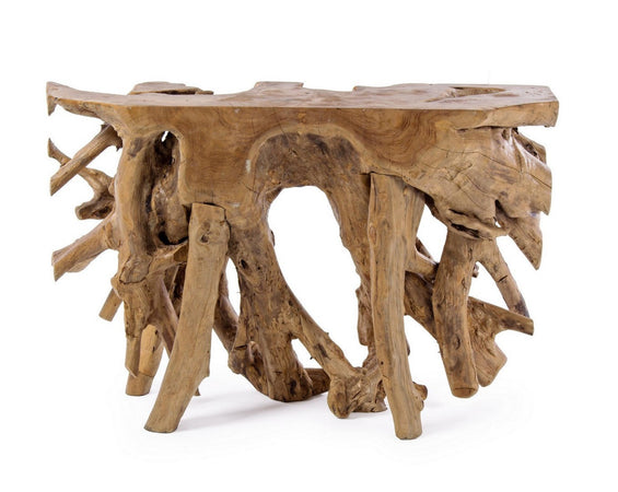 Consolle "Solidad" struttura in radici di teak originali per decorazioni ambienti