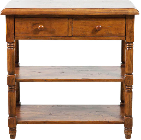 Biscottini Tavolino Country in legno massello di tiglio finitura noce L80xPR38xH80 cm. Made in Italy