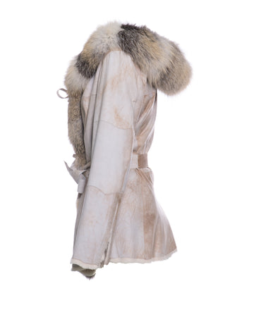 Sofia - Giacca Donna Avorio in vera pelliccia