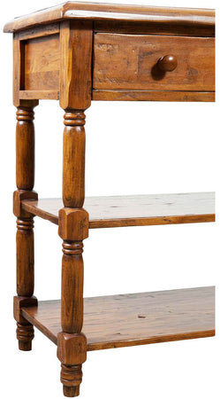 Biscottini Tavolino Country in legno massello di tiglio finitura noce L80xPR38xH80 cm. Made in Italy