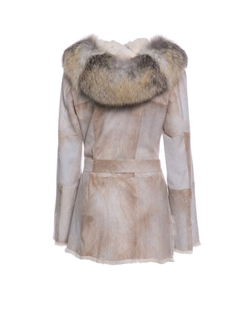 Sofia - Giacca Donna Avorio in vera pelliccia