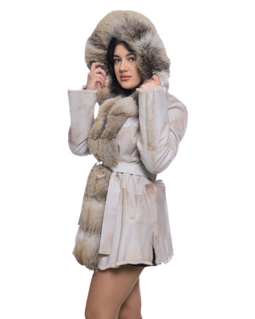 Sofia - Giacca Donna Avorio in vera pelliccia