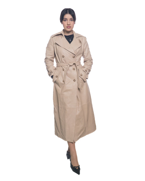Rachel - Cappotto Donna Beige in vera pelle