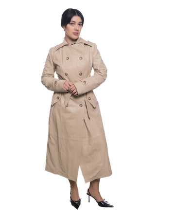 Rachel - Cappotto Donna Beige in vera pelle