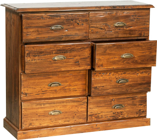 Biscottini Biscottini Cassettiera Country 8 Cassetti Legno Tiglio Noce 116x41x100 Made