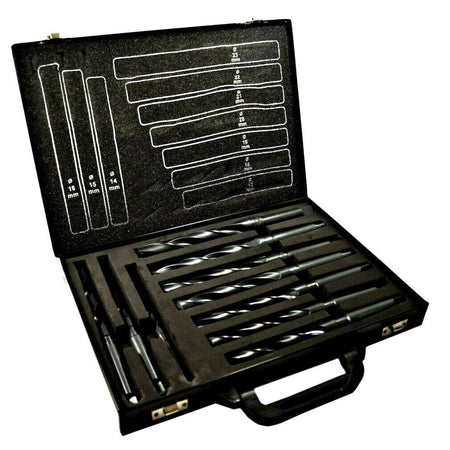 Set 10 Punte Elicoidale Da 14 A 23 Mm Frese Ferro Legno Per Trapano In Valigetta