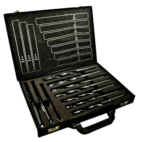 Set 10 Punte Elicoidale Da 14 A 23 Mm Frese Ferro Legno Per Trapano In Valigetta