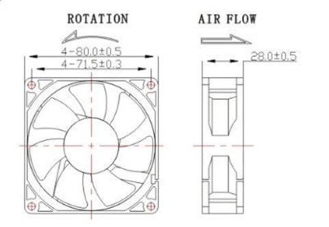 Ventilatore Assiale 80x80x38 15W per stufe a pellet 28FR400
