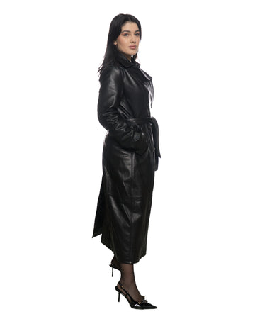 Rachel - Cappotto Donna Nero in vera pelle