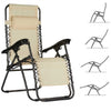 Sedia Sdraio Cordonata Gravità Zero Reclinabile Pieghevole Poggiatesta Nero Beige
