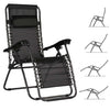 Sedia Sdraio Cordonata Gravità Zero Reclinabile Pieghevole Poggiatesta Nero